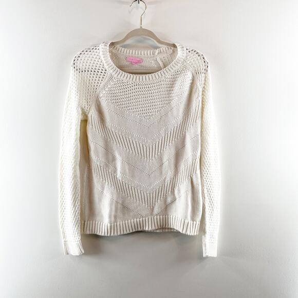 Lilly Pulitzer Crewneck Blythe Cotton Pullover Sweater White Medium - Picture 2 of 9